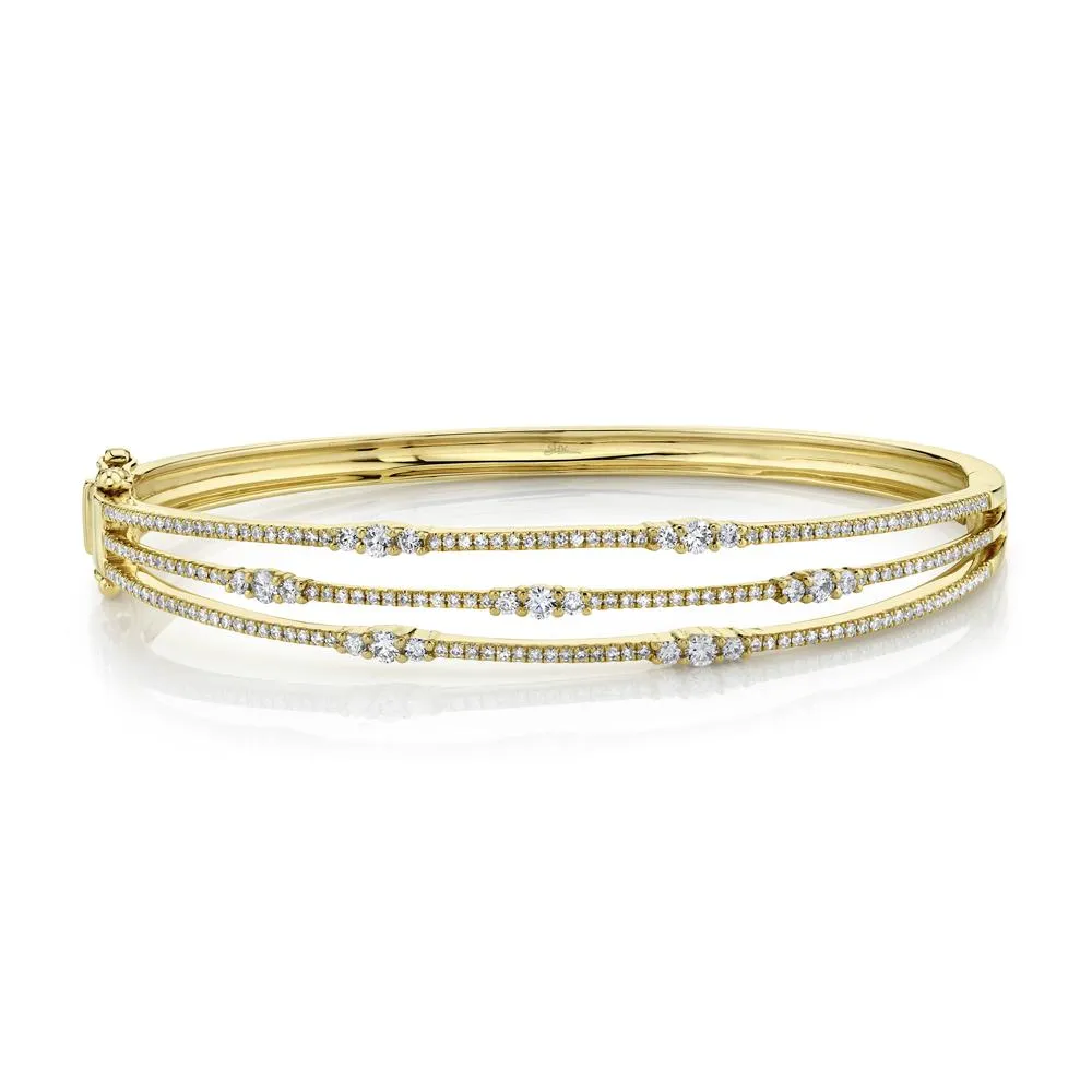 14k 1.05 Carats Diamond Bangle Bracelet, Available in White, Rose and Yellow Gold