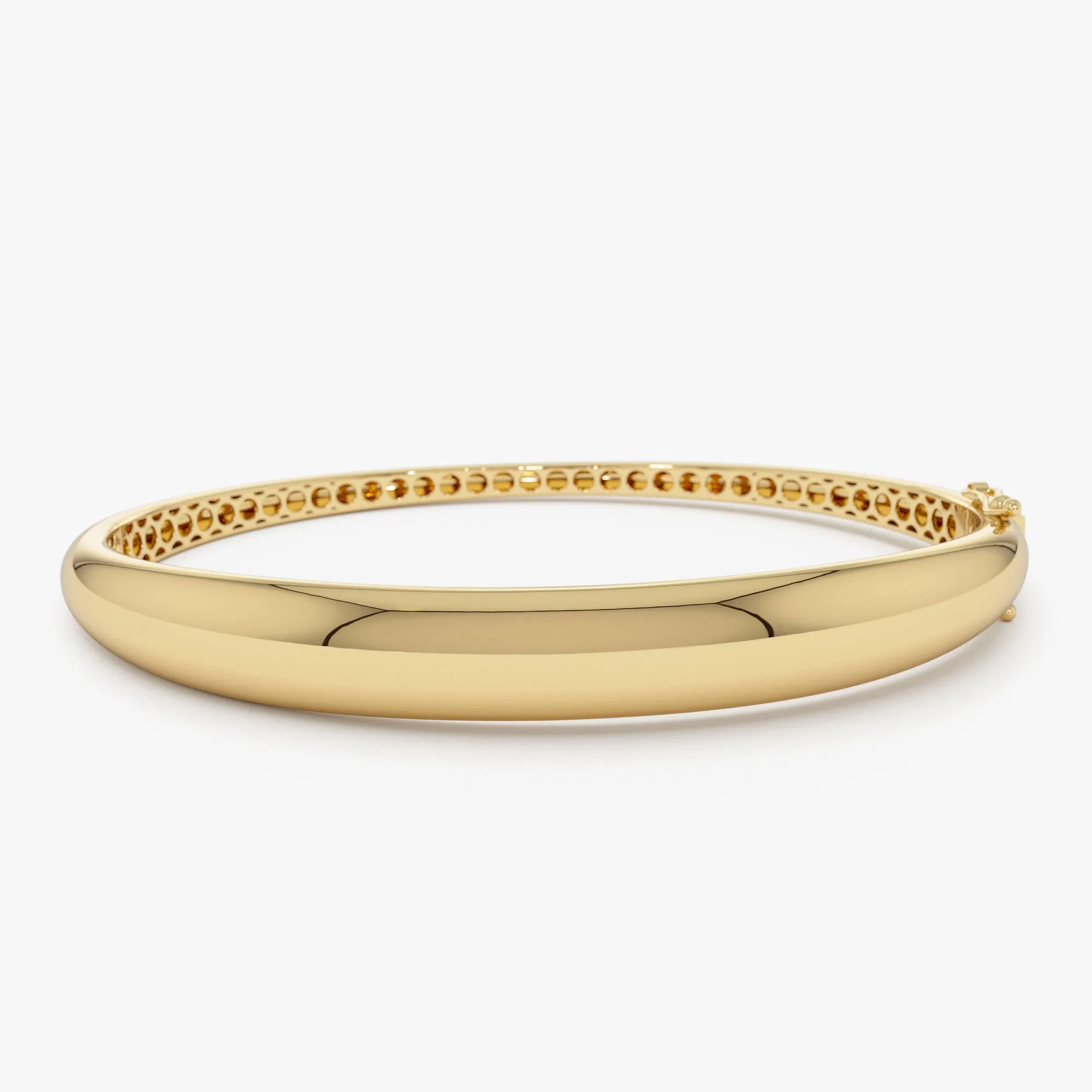 14K 7.5MM Classic Dome Gold Bangle Bracelet