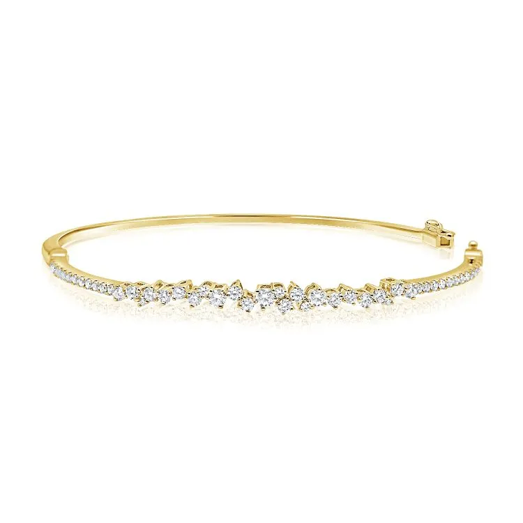 14k Gold 1.12Ct Diamond Bangle Bracelet, available in White, Rose and Yellow Gold