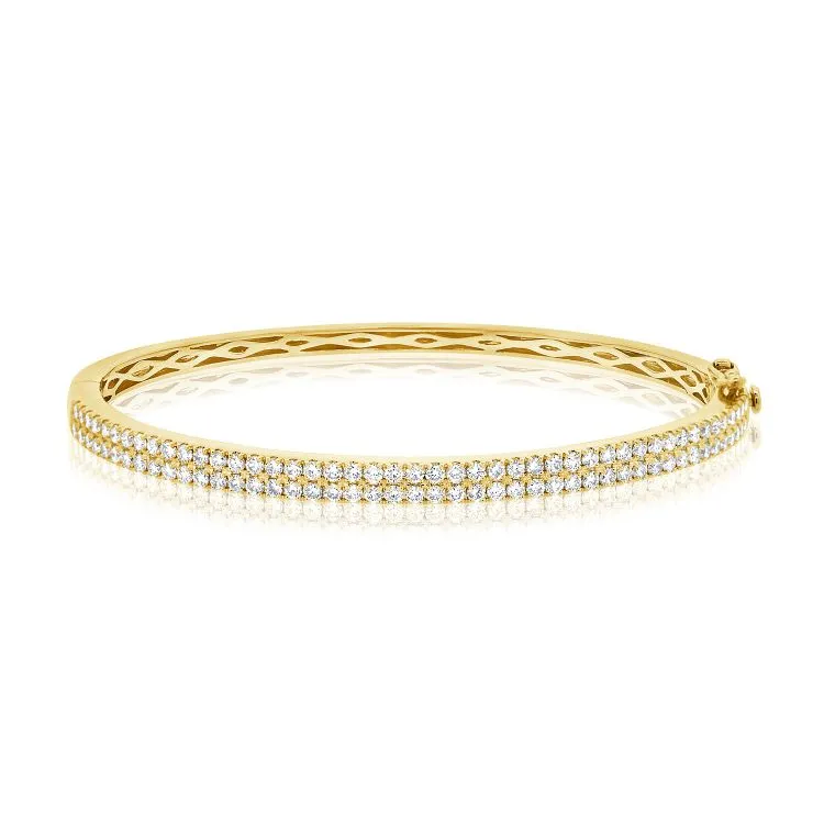 14k Gold 1.80Ct Diamond Bangle Bracelet with 92 Diamonds, available in White, Rose and Yellow Gold