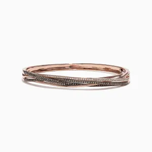 14K Rose Gold Espresso and White Diamond Bangle, 1.26 TCW