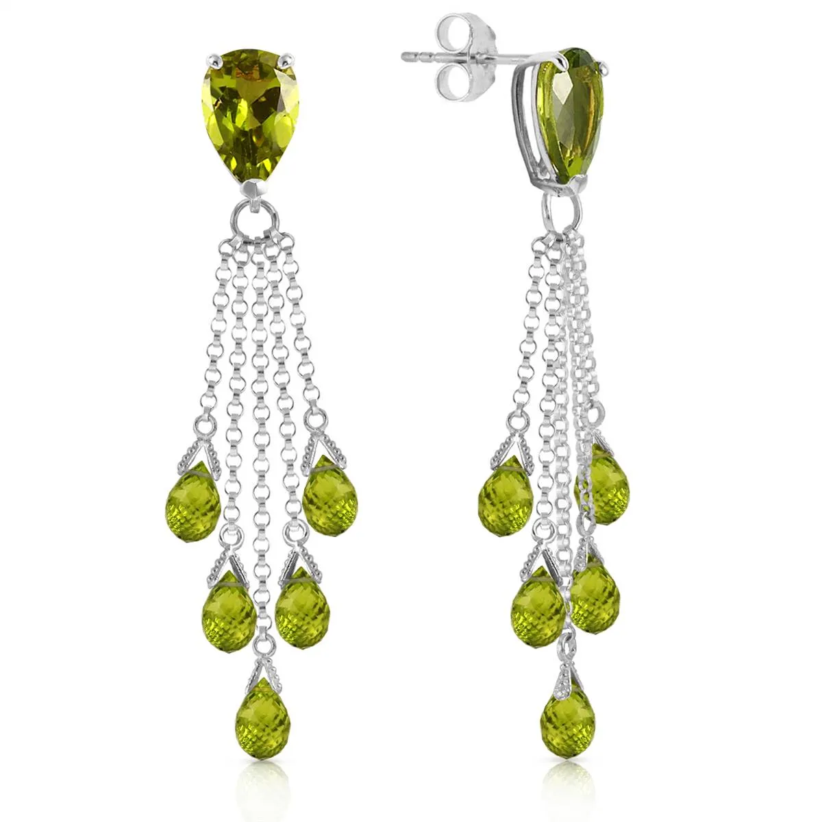 15.5 Carat 14K Solid White Gold Serendipity Peridot Earrings