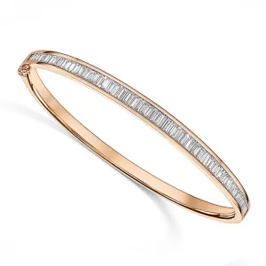 18ct Rose Gold Baguette Cut Diamond Channel Set Bangle