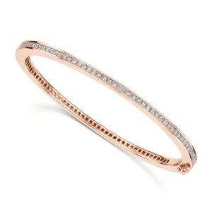 18ct Rose Gold Princess Cut Diamond Channel Set Bangle