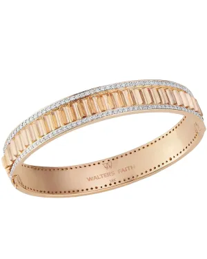 18k Rose Gold Clive Diamond Edge Fluted Bangle Bracelet