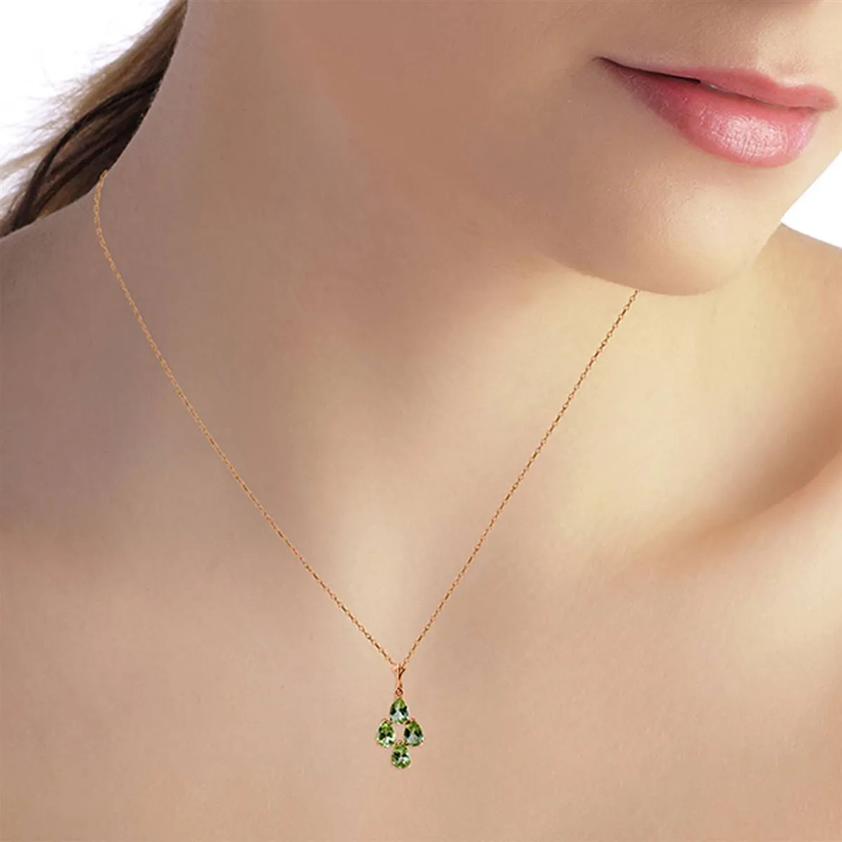 2.25 Carat 14K Solid Rose Gold Pyramid Peridot Necklace