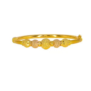 22K Multi Tone Gold Bangle W/ Four Yellow & Rose Gold Balls