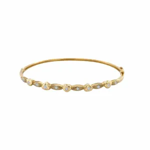 9K Yellow Gold Diamond Heart Bangle