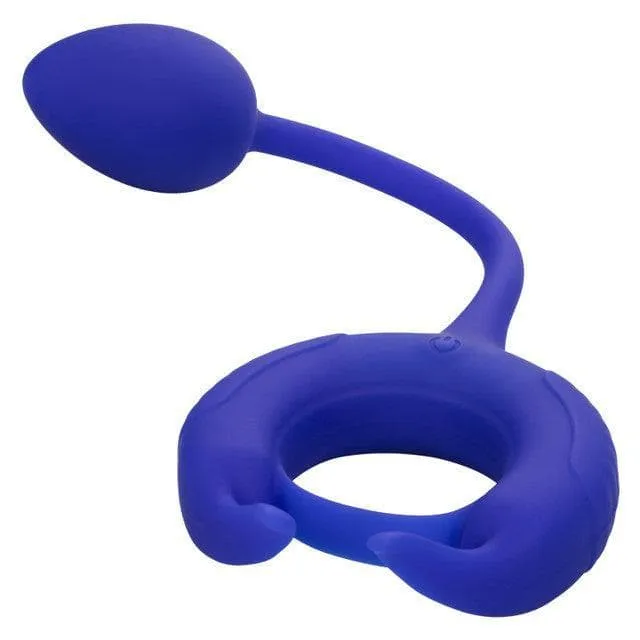 Admiral Plug and Play Weighted Silicone Penis Ring with Anal Plug Blue