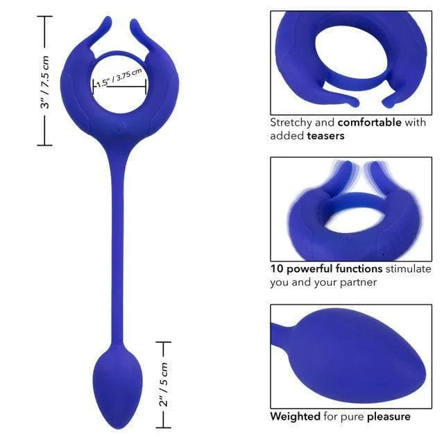 Admiral Plug and Play Weighted Silicone Penis Ring with Anal Plug Blue