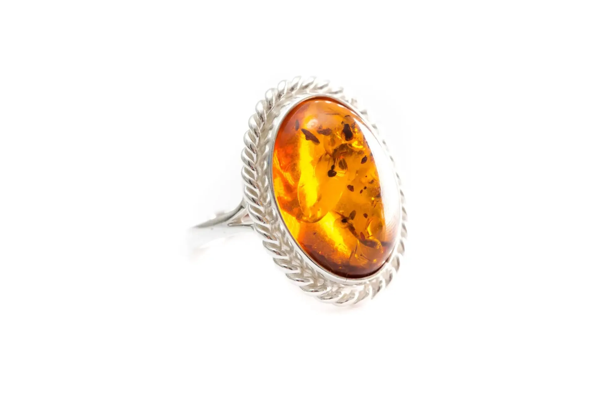 Amber Quintessence Statement Ring - Elegant Baltic Amber Cocktail Ring