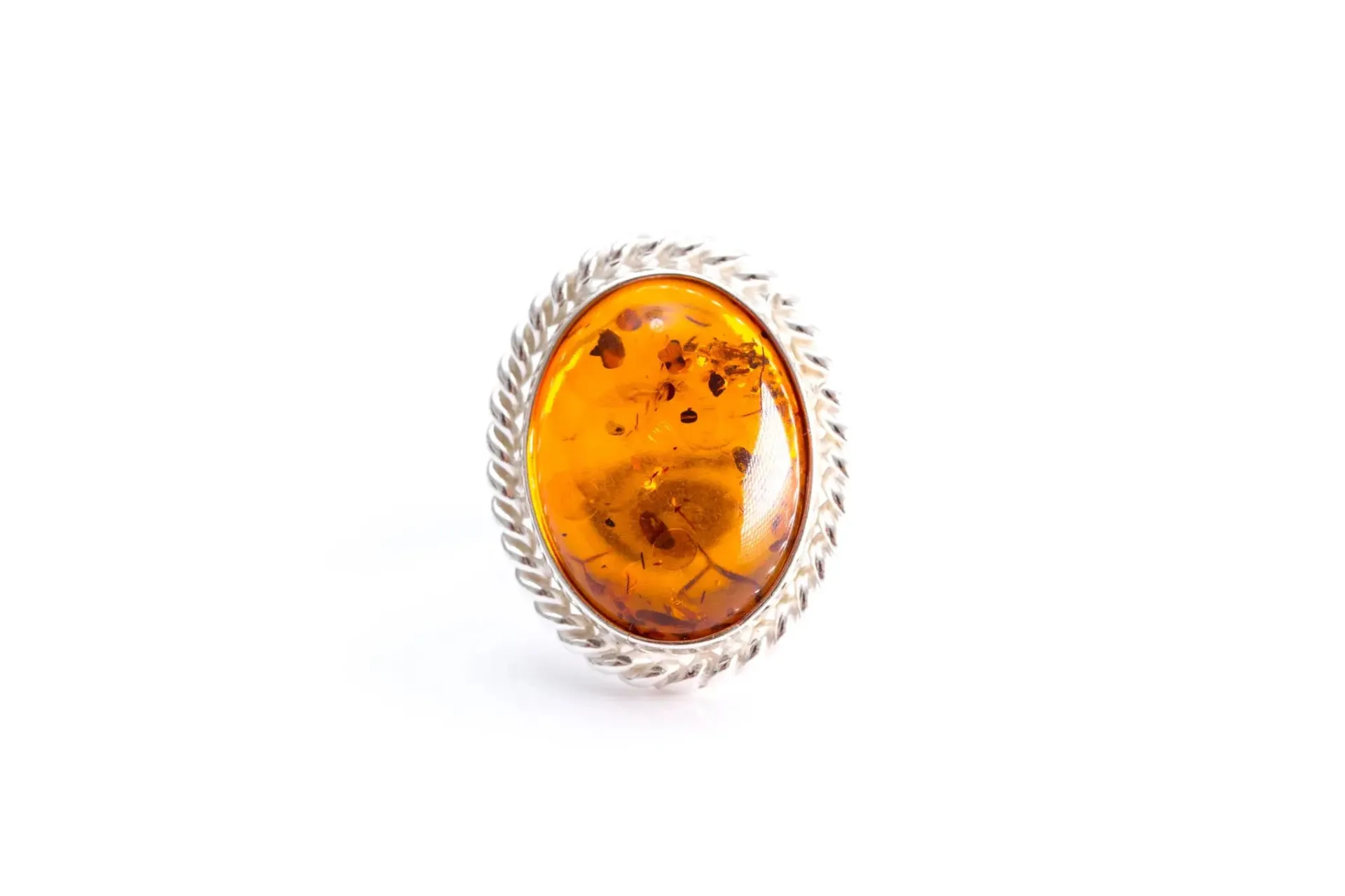 Amber Quintessence Statement Ring - Elegant Baltic Amber Cocktail Ring