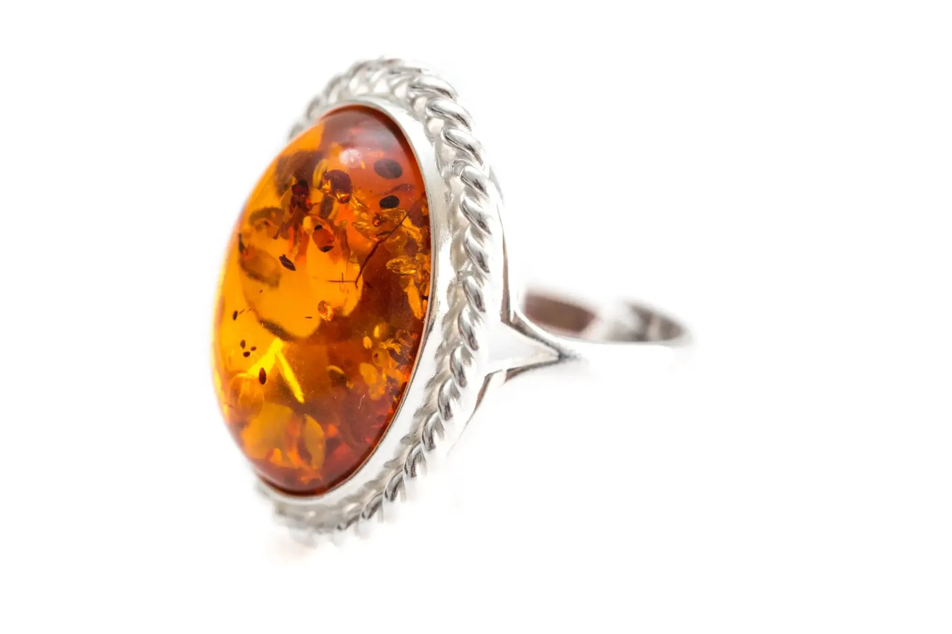 Amber Quintessence Statement Ring - Elegant Baltic Amber Cocktail Ring