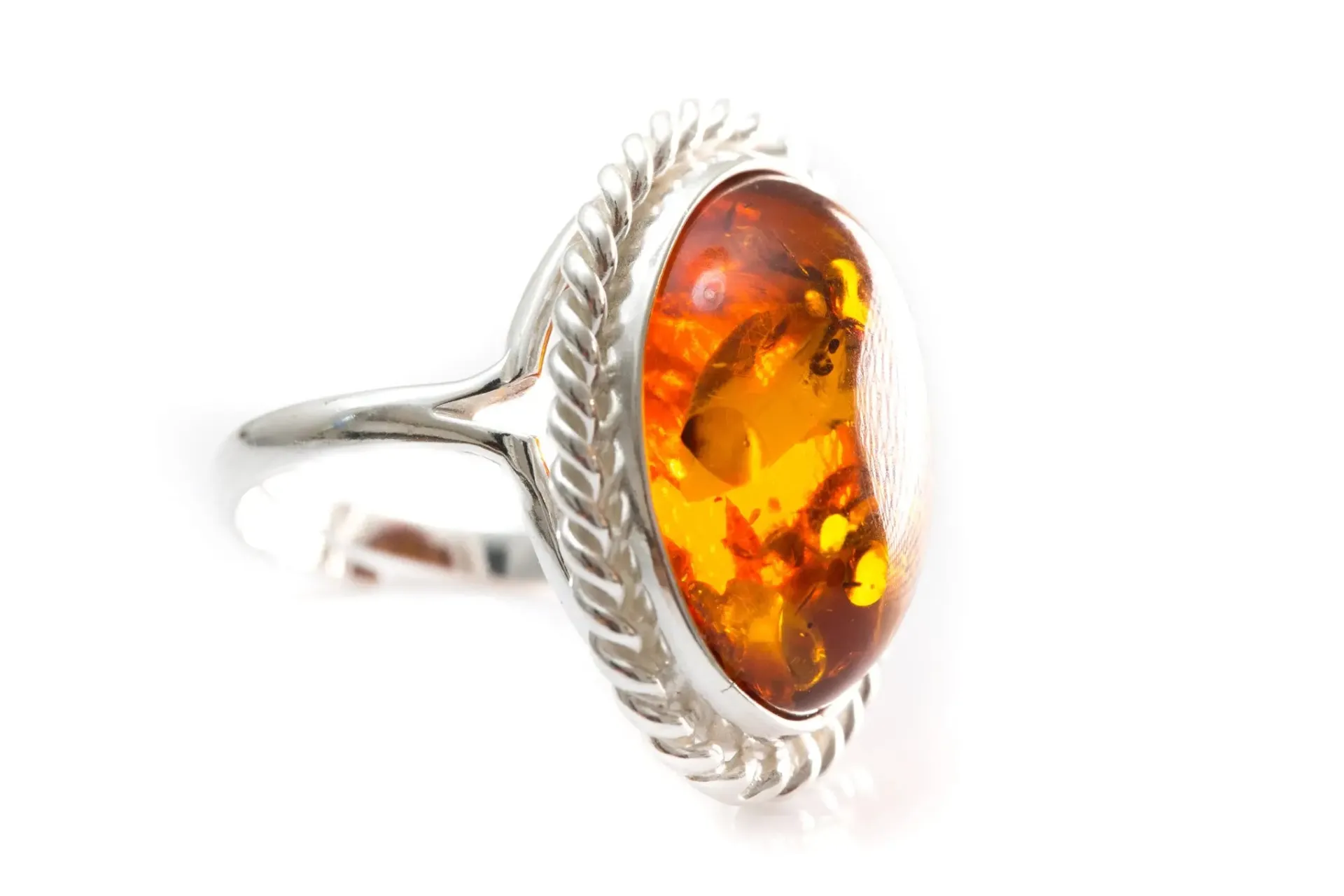 Amber Quintessence Statement Ring - Elegant Baltic Amber Cocktail Ring