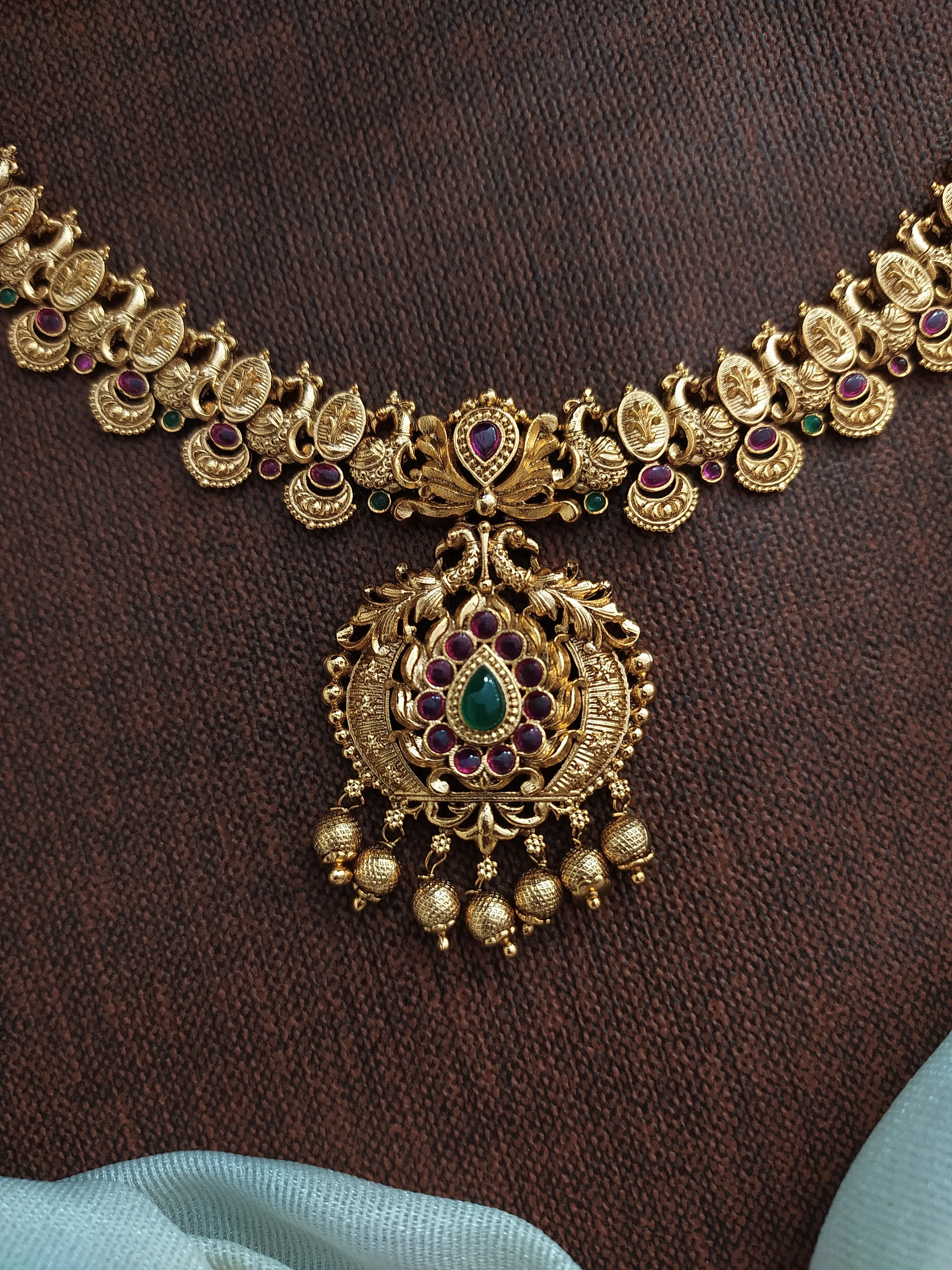 Antique Necklace with Pendant and Jhumki