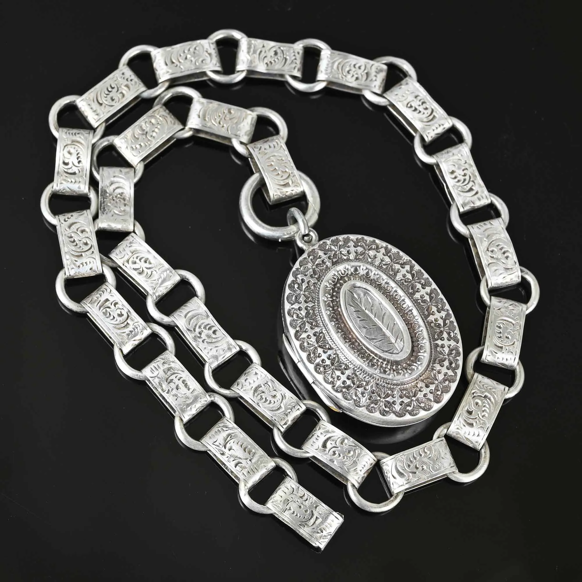 Antique Victorian Book Chain Collar and Locket, Circa 1884