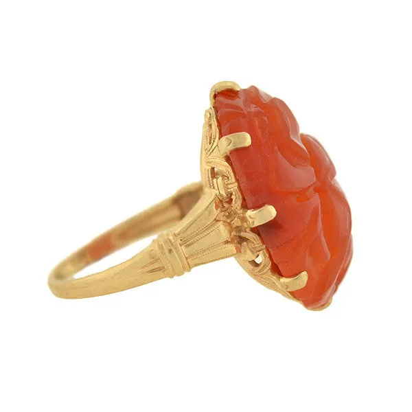 Art Deco 10kt Carved Carnelian Ring