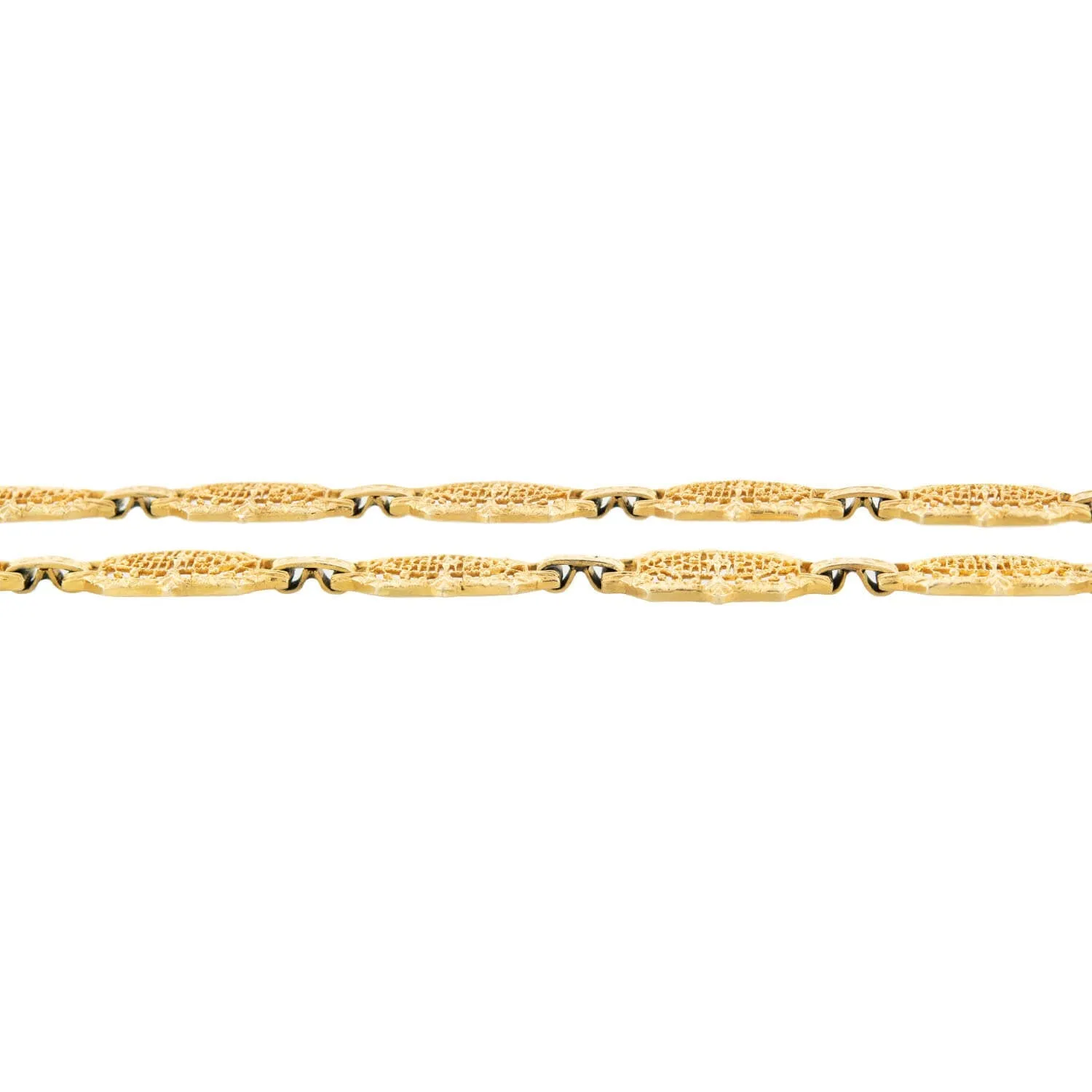 Art Deco 14k Gold Filigree Panel Chain