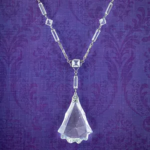 Art Deco Paste Lavaliere Pendant Necklace