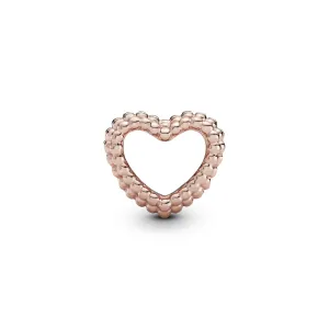 Beaded heart 14k Rose Gold-plated charm