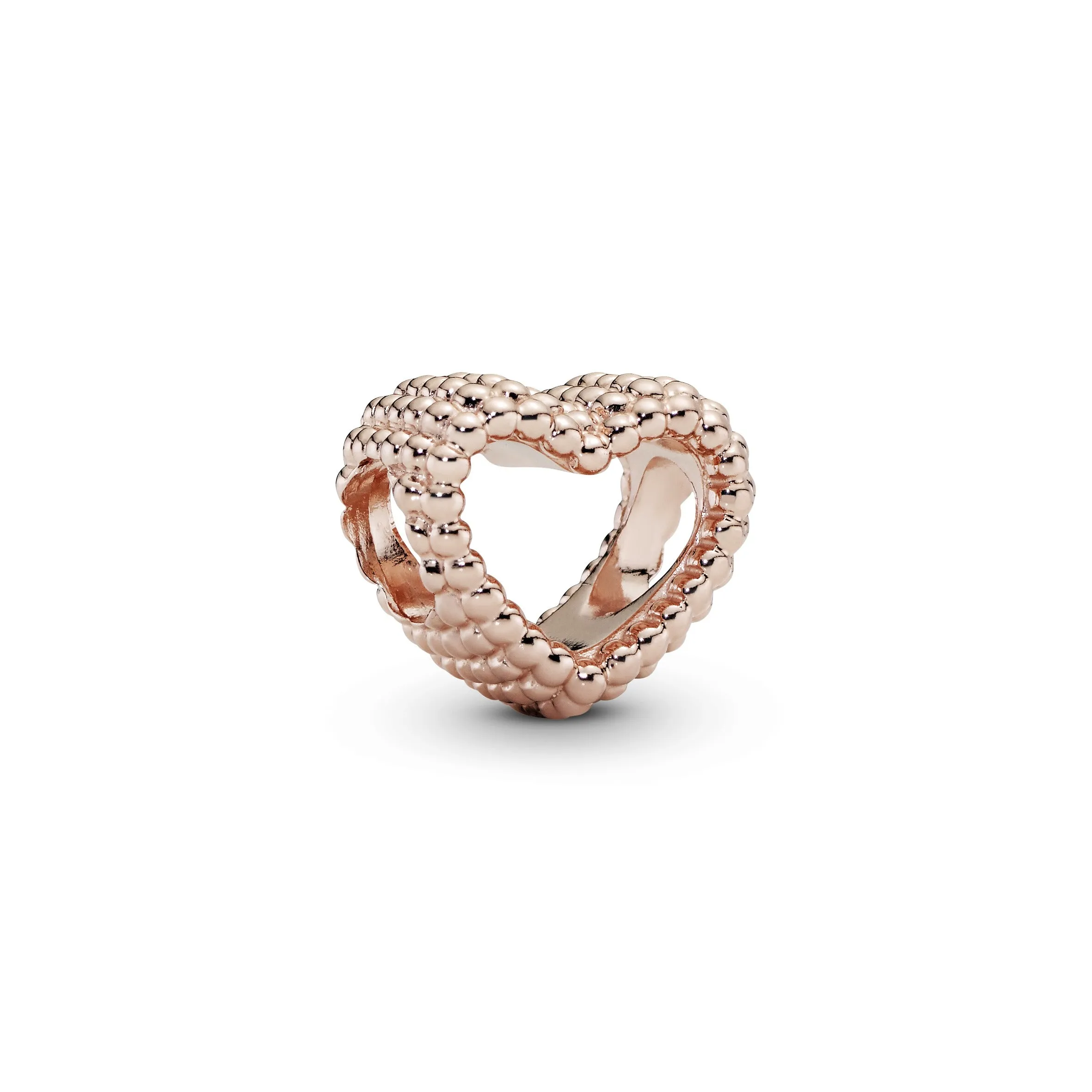 Beaded heart 14k Rose Gold-plated charm