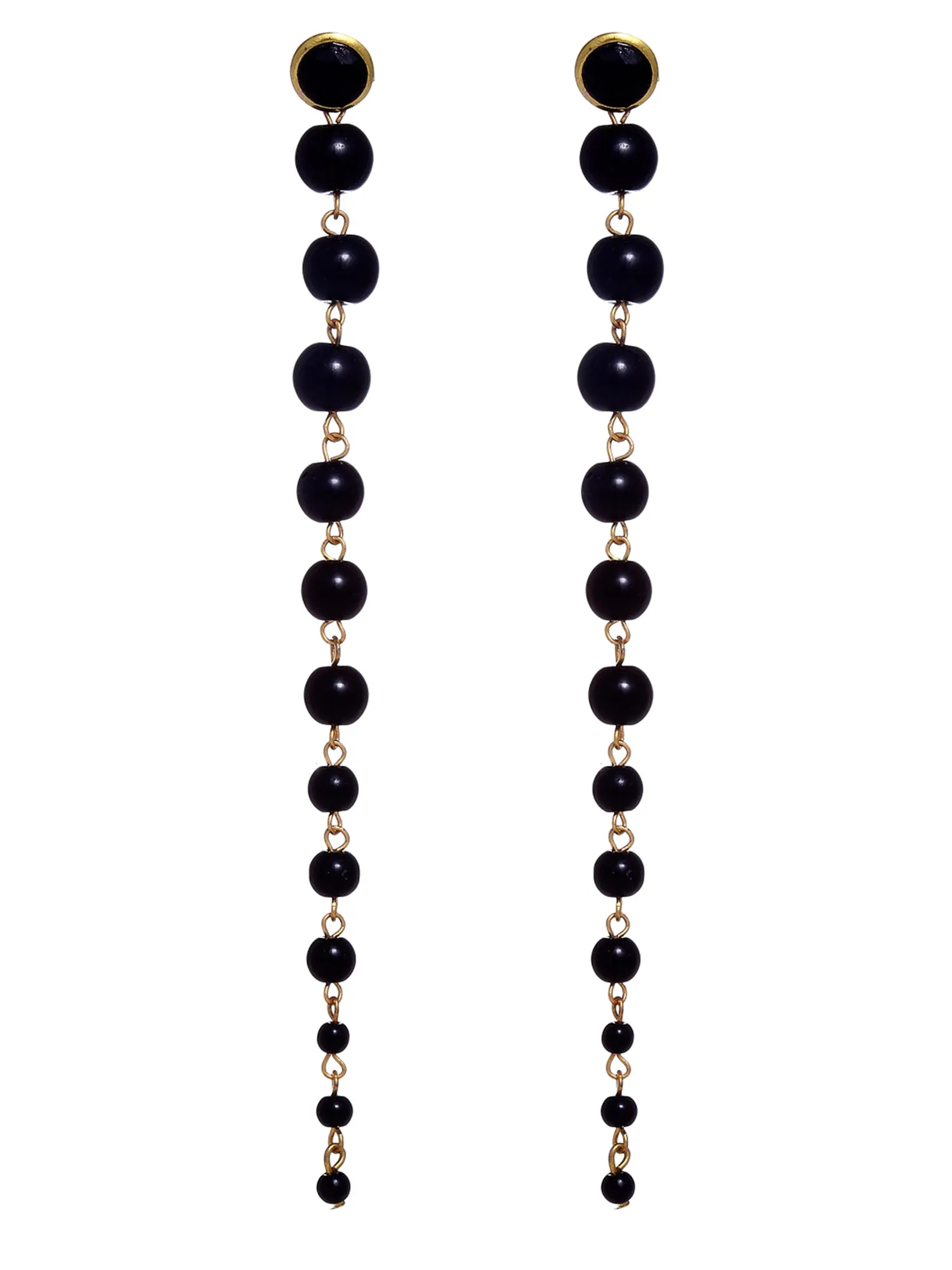 Black Beads Long Dangler Earrings