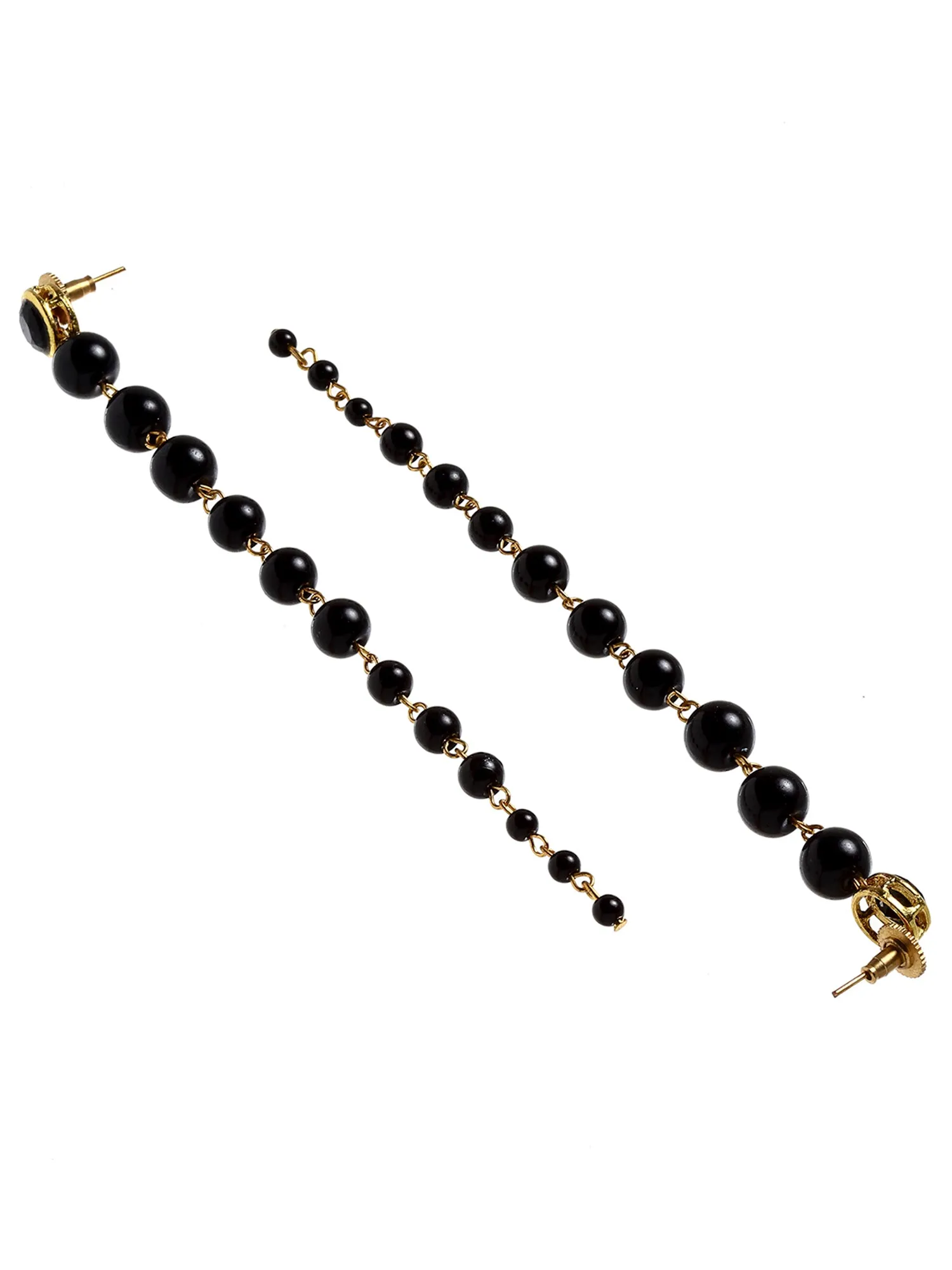 Black Beads Long Dangler Earrings