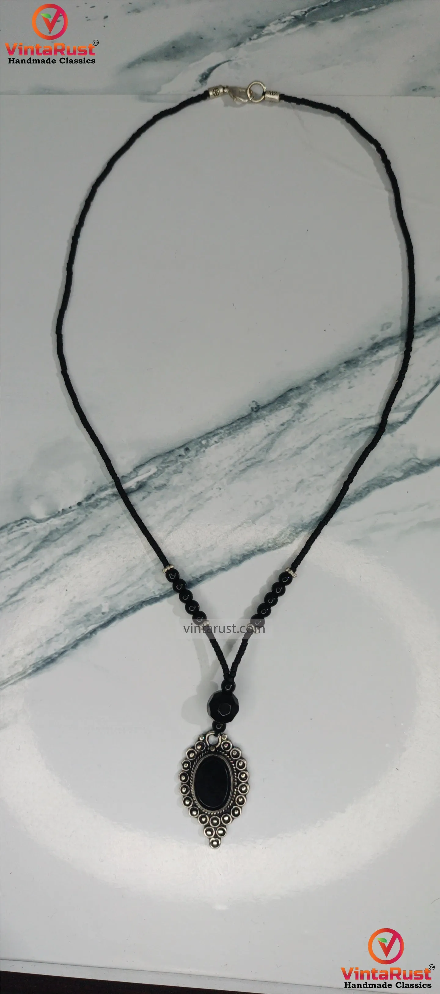 Black Friday Bohemian Black Onyx-Style Pendant Necklace and Cuff