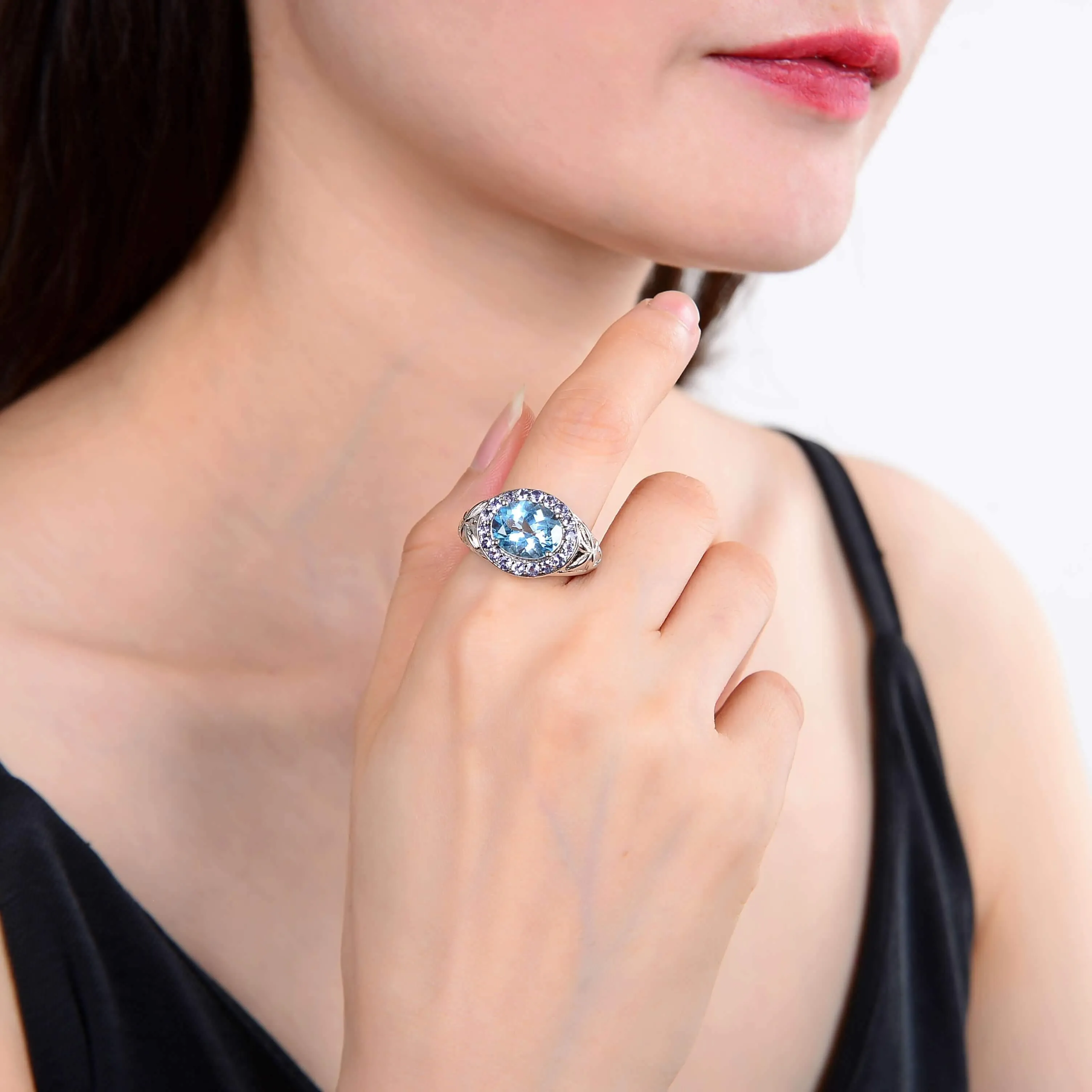 Blue Topaz and Tanzanite Statement Ring