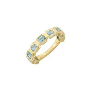 Blue Topaz Bezel Sideways Set Eternity Ring