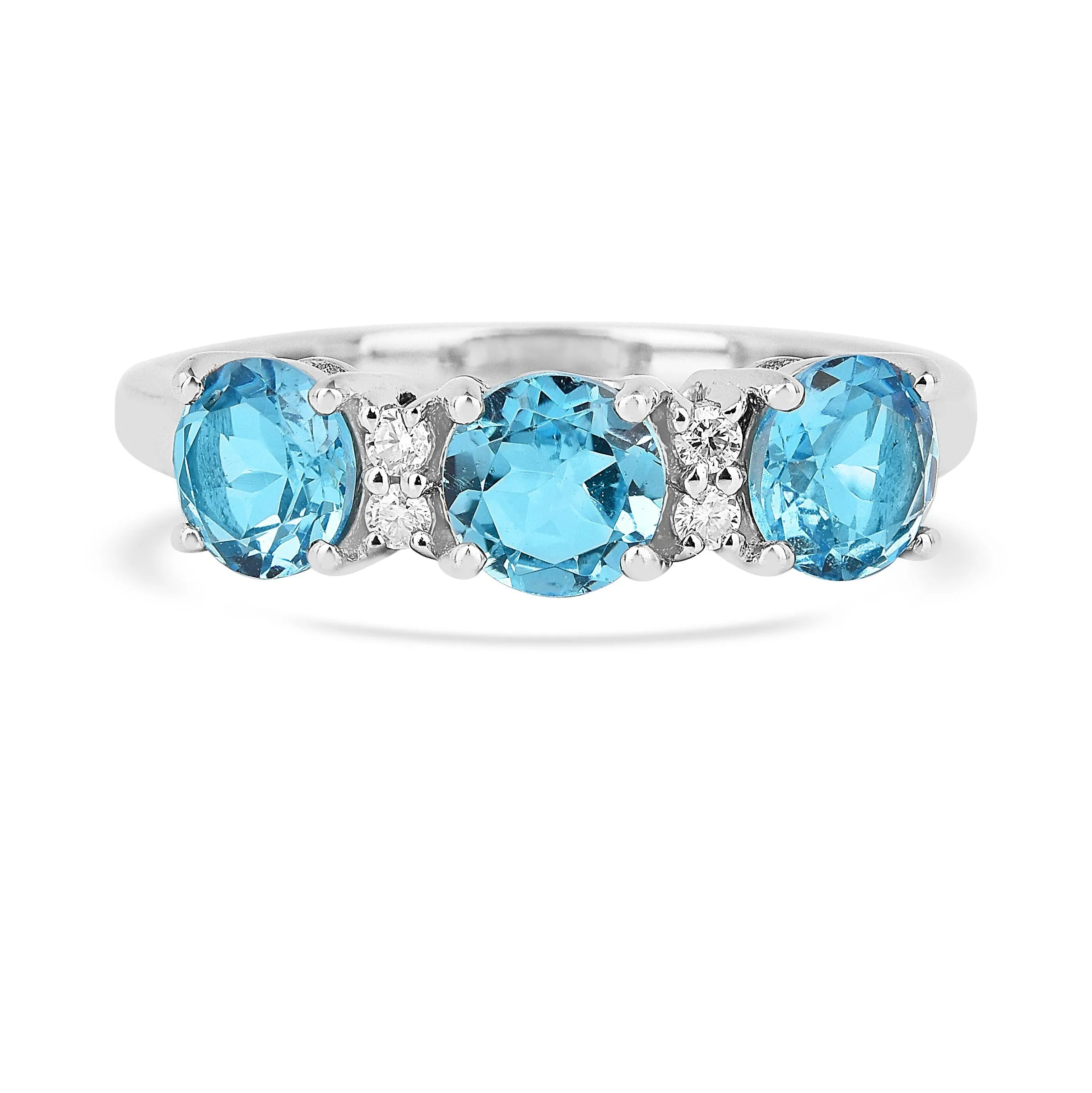 Blue Topaz Three Stone Ring