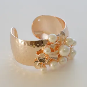 BOLD SERIES  Rose Gold Plated Pearl Studded Adjustable Kada Bracelet