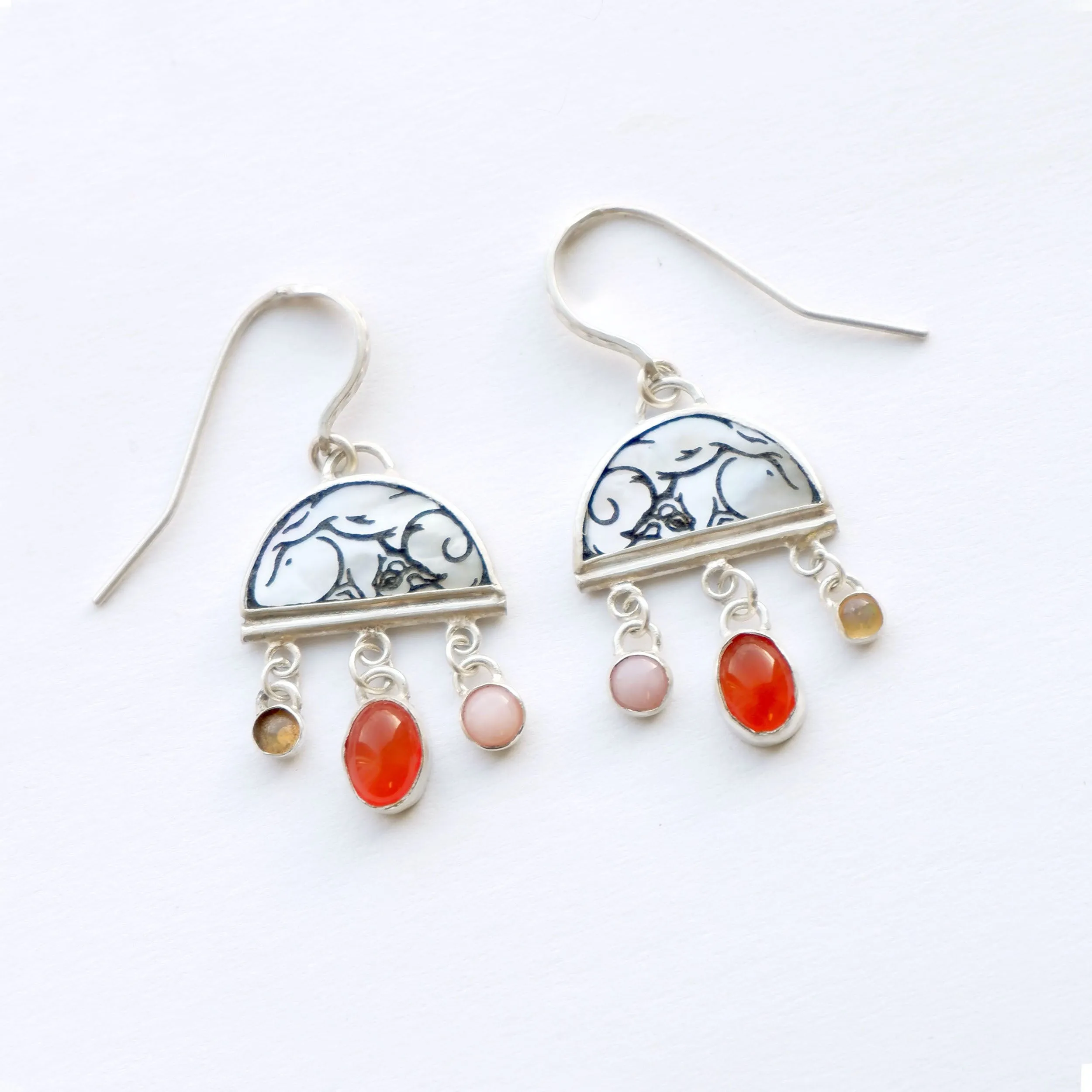 BOMBELLI . Half Moon Jewel Drop Earrings