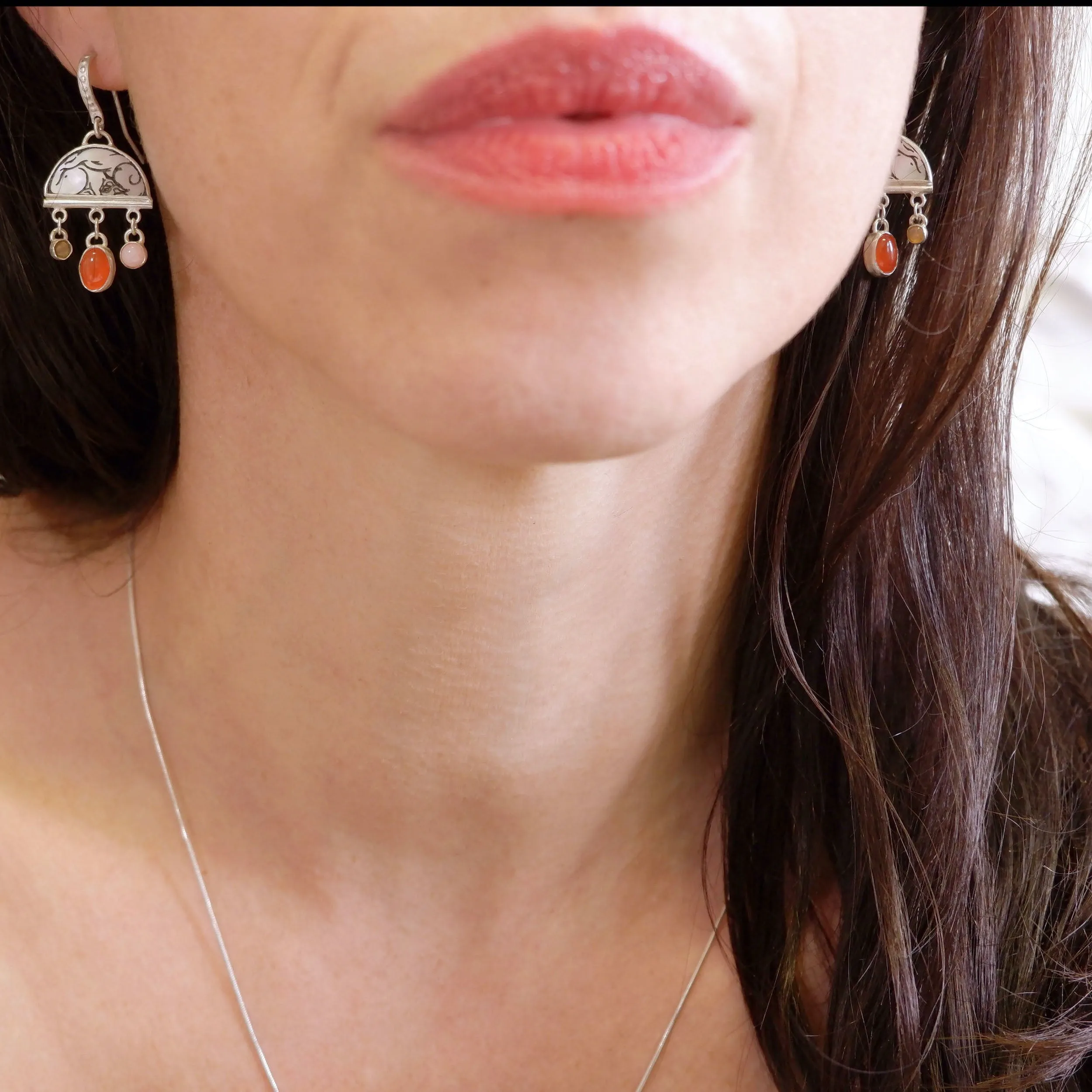 BOMBELLI . Half Moon Jewel Drop Earrings