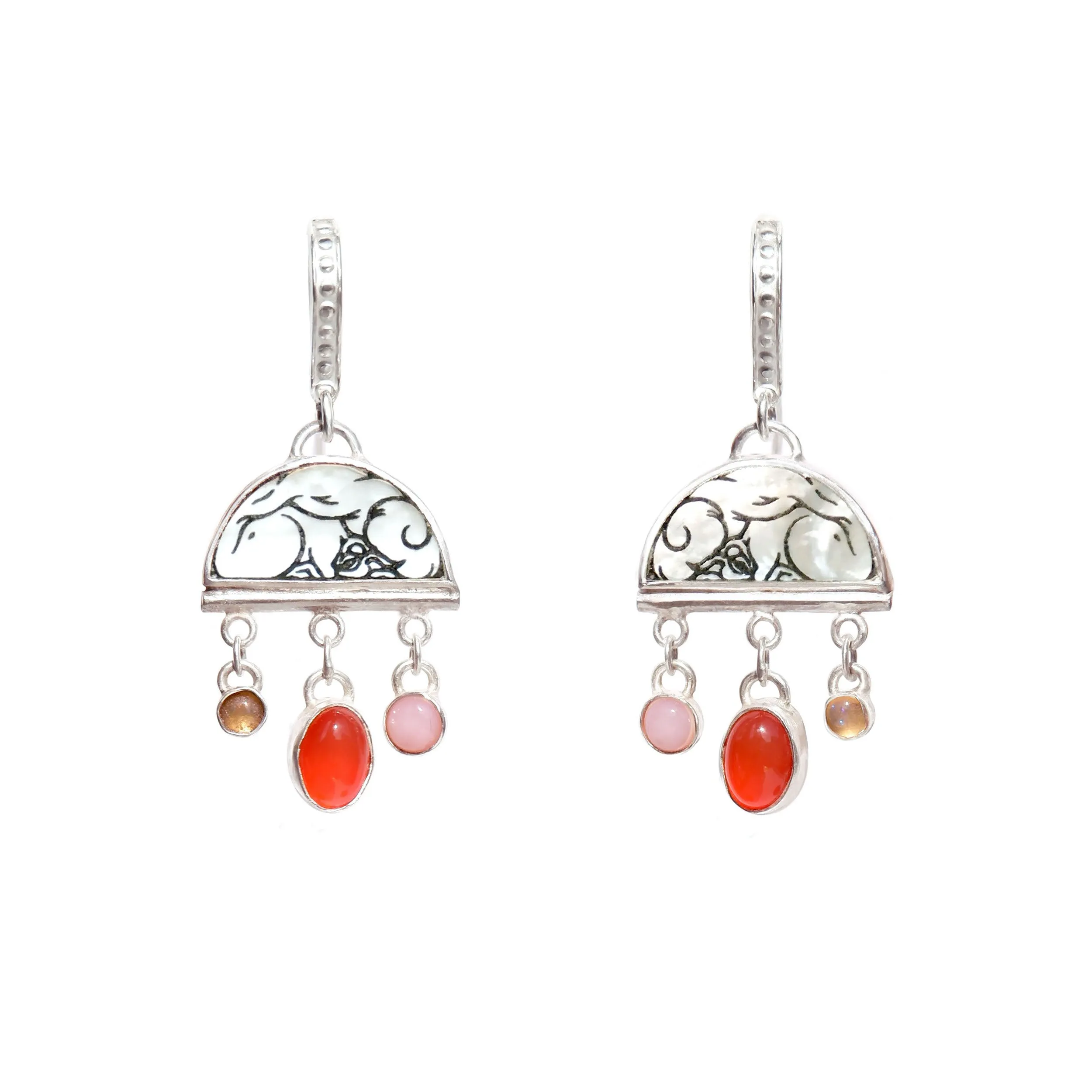 BOMBELLI . Half Moon Jewel Drop Earrings