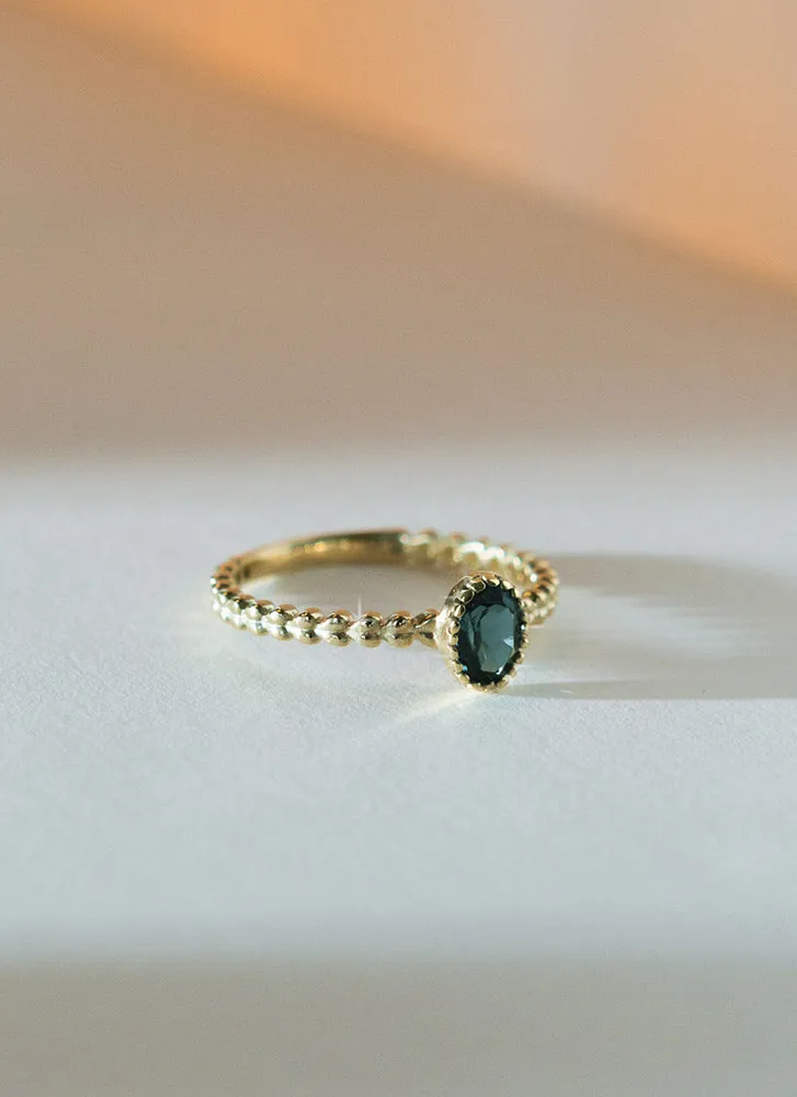 Caes london blue topaz ring 14k gold