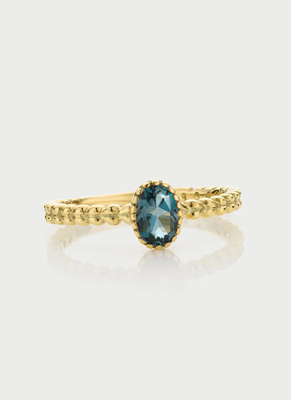 Caes london blue topaz ring 14k gold