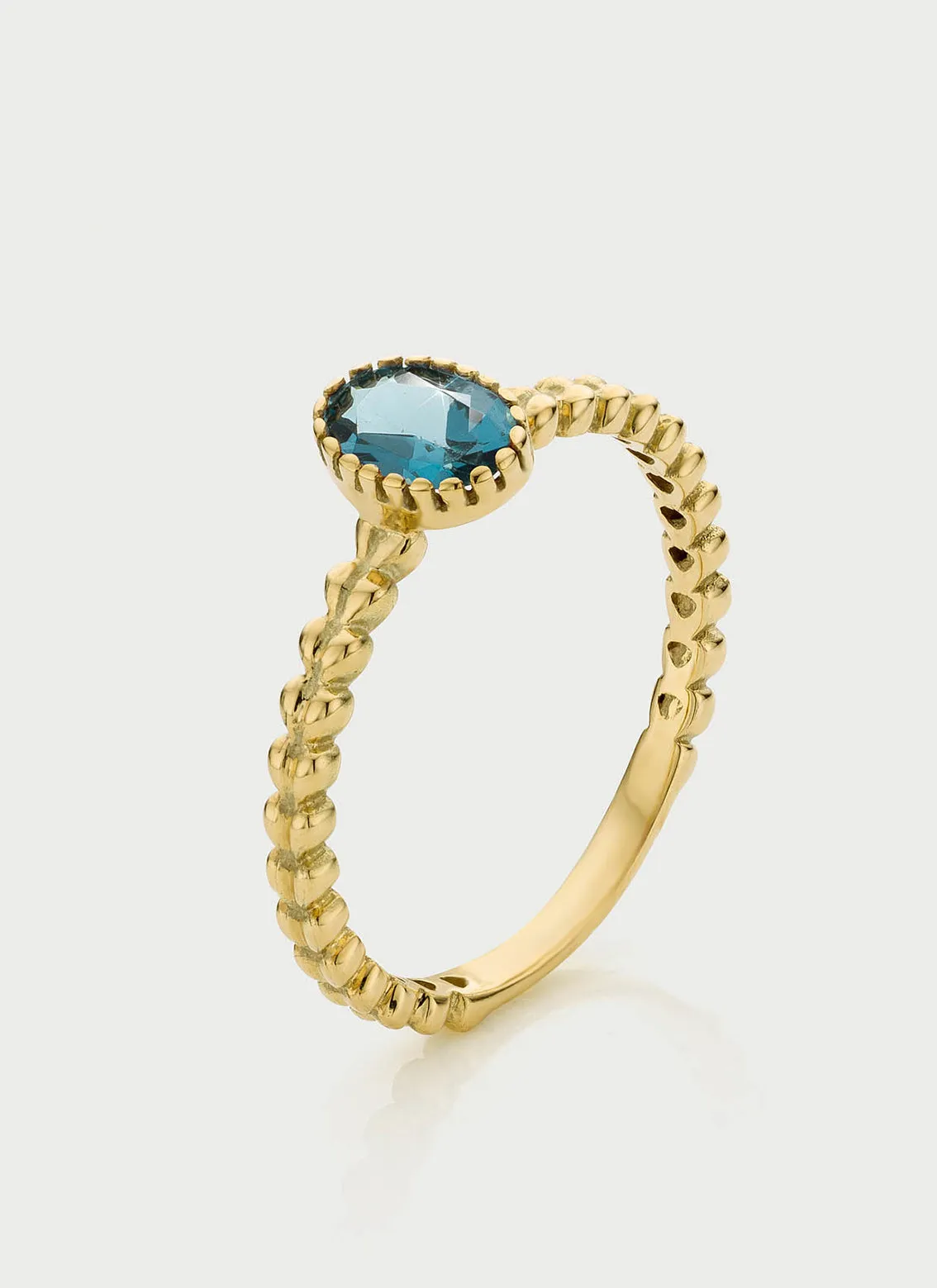 Caes london blue topaz ring 14k gold