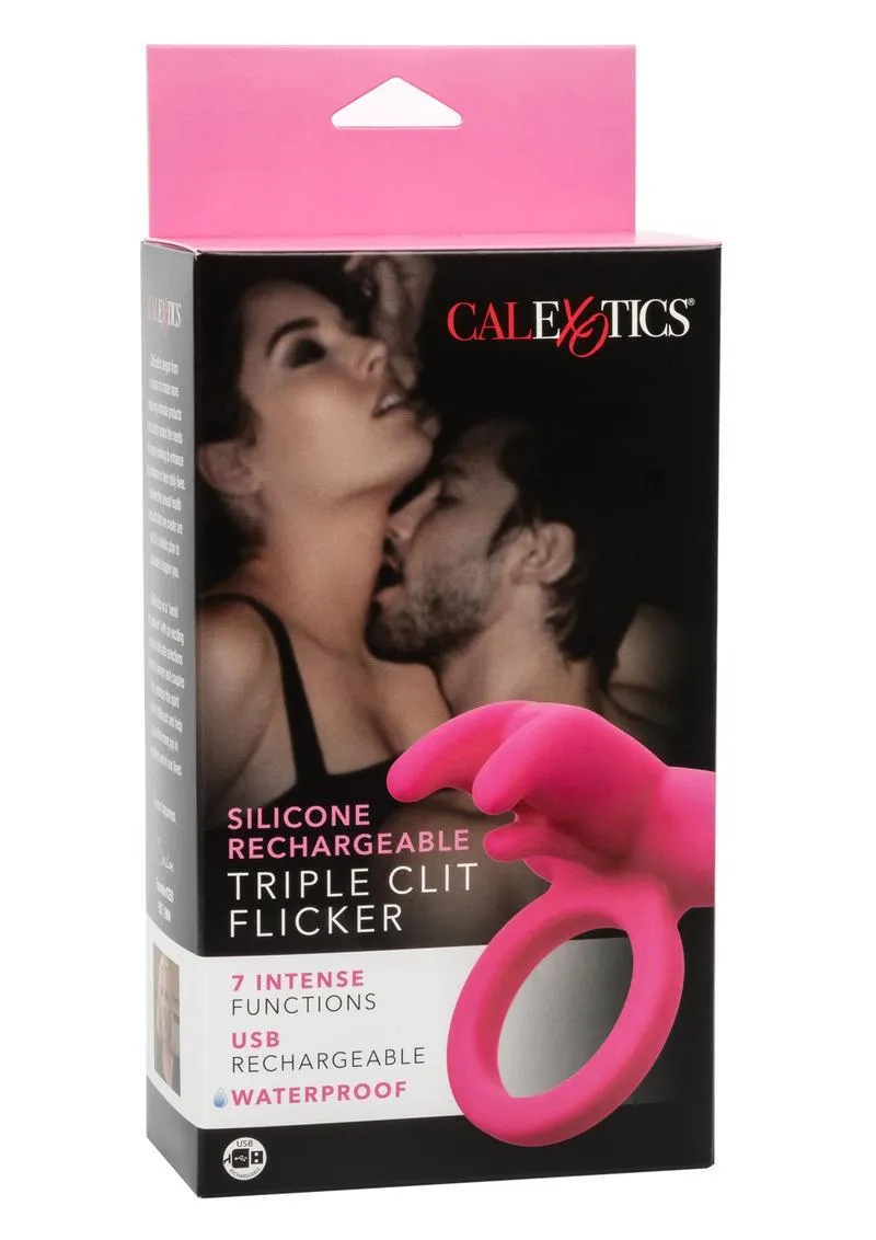 Calexotics Silicone Rechargeable Triple Clit Flicker Cock Ring