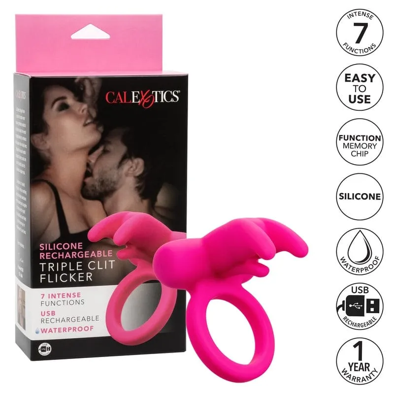 Calexotics Triple Clit Flicker Silicone Ring