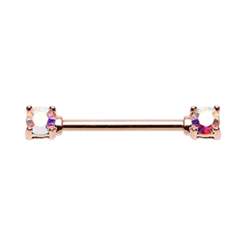 Classic Aurora Prong Nipple Barbell with Rose Gold Plating