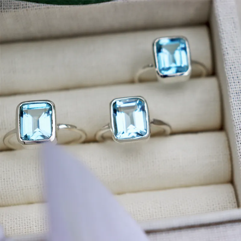 Classic Blue Topaz Gemstone Ring