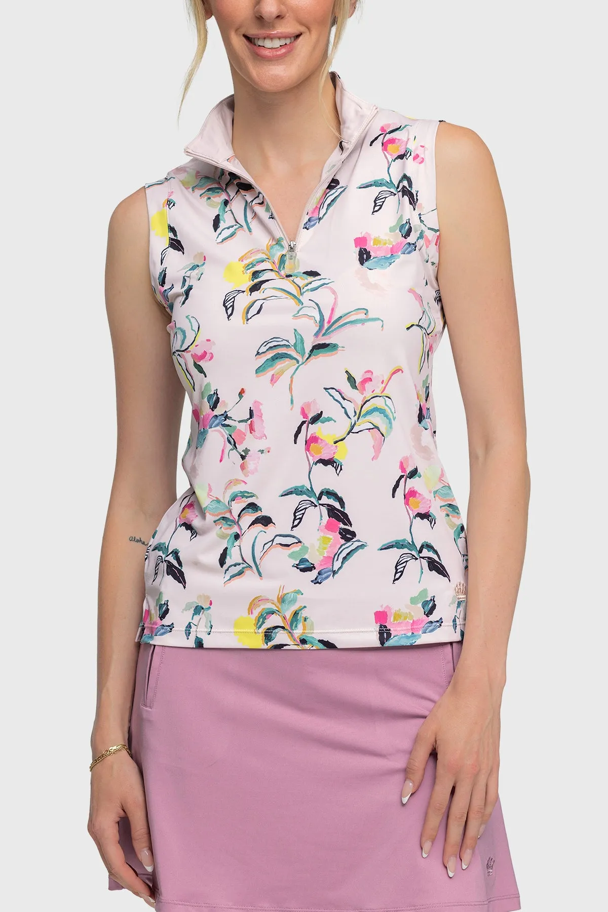 Coral Garden Blooms Sleeveless Sun Shirt