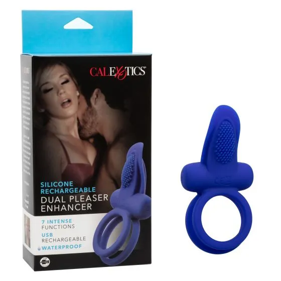 Couples Enhancers Silicone Rechargeable Dual Pleaser Enhancer - Blue