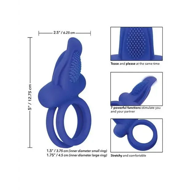 Couples Enhancers Silicone Rechargeable Dual Pleaser Enhancer - Blue