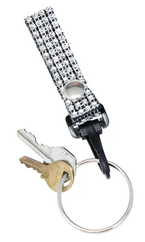 Crystal Leather Belt snap Key Clip w/2" Ring #KC22072CR