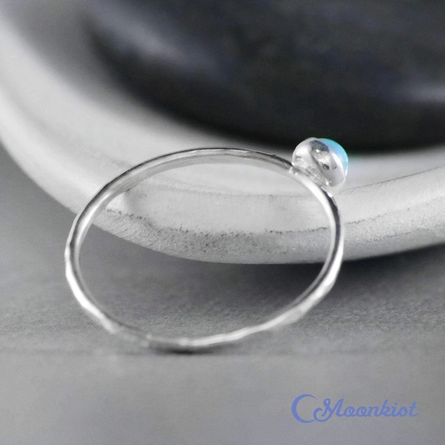 Dainty Silver Blue Topaz Pinky Ring | Moonkist Designs