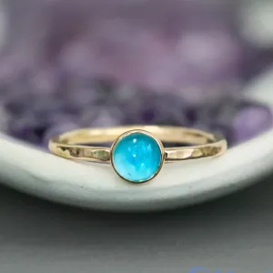 Delicate 14 K Gold Filled Blue Topaz Stacking Promise Ring | Moonkist Designs