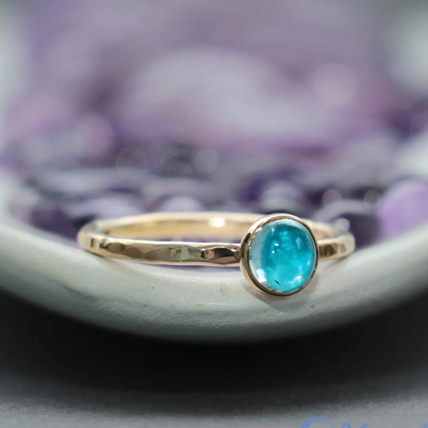 Delicate 14 K Gold Filled Blue Topaz Stacking Promise Ring | Moonkist Designs