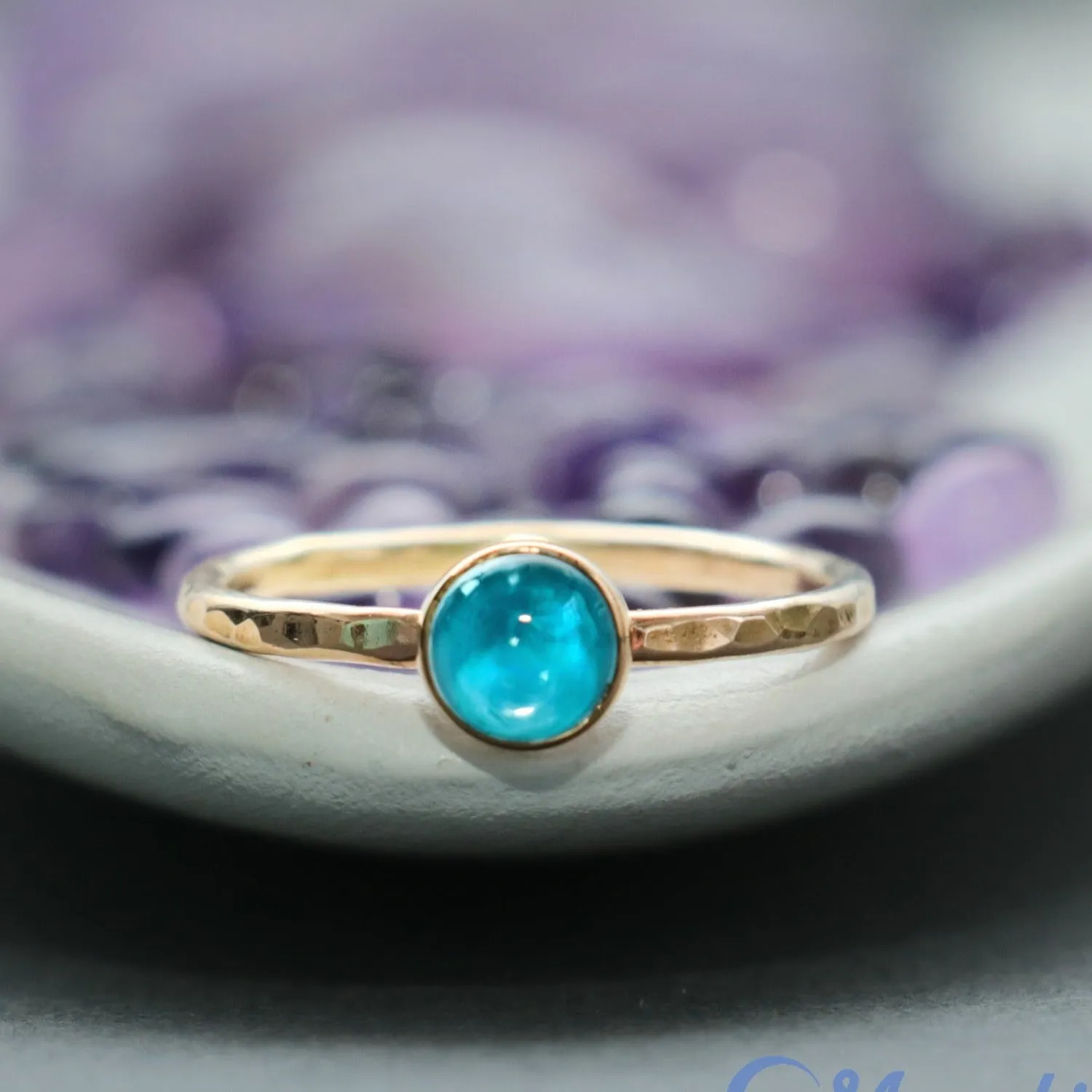 Delicate 14 K Gold Filled Blue Topaz Stacking Promise Ring | Moonkist Designs